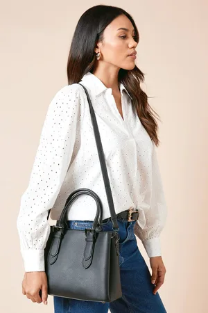 Dorothy Perkins Womens Rio Faux Leather Tote Bag With Buckle Detail Handles And Multi Internal Pockets