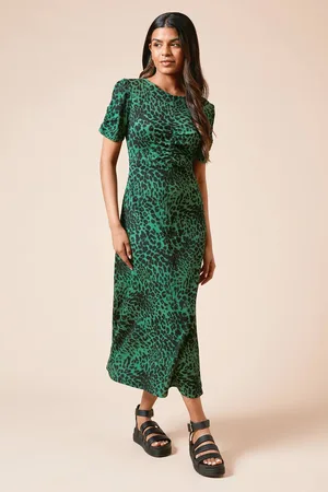 Dorothy Perkins Womens Petite Ruched Sleeve Midi Dress