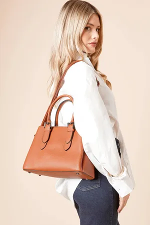 Dorothy Perkins Womens Rio Faux Leather Tote Bag With Buckle Detail Handles And Multi Internal Pockets