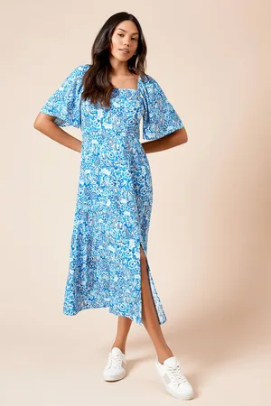 Dorothy Perkins Womens Square Neck Angel Sleeve Midi Dress