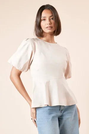 Dorothy Perkins Womens Dropped Waist Puff Sleeve Blouse