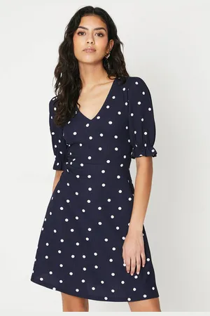 Dorothy Perkins Womens Petite Spot Short Sleeve Mini Dress