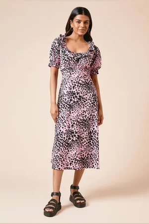Dorothy Perkins Womens Petite Frill Neck Midi Dress