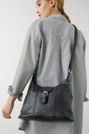 Dorothy Perkins Womens Terry Faux Leather Buckle Detail Top Zip Casual Tote Bags