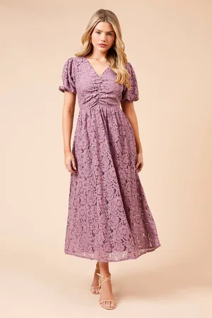 Dorothy Perkins Womens Lace Ruched Front Midi Dress