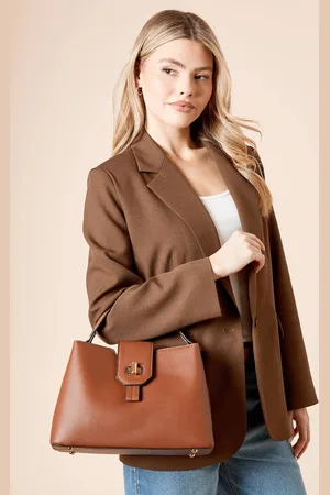 Dorothy Perkins Womens Roslyn Faux Leather Gold Hardware Detail Shoulder Bag