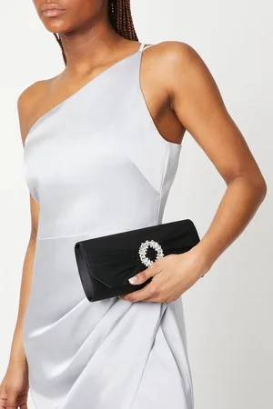 Dorothy Perkins Womens Tyla Diamante Trim Satin Clutch Bag