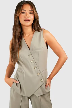 Boohoo Womens Asymmetric Mock Horn Waistcoat