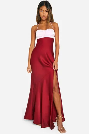 Boohoo Womens Contrast Satin Maxi Dress