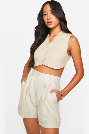 Boohoo Womens Woven Super Crop Tailored Waistcoat