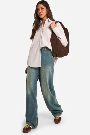 Boohoo Womens Oversized Fine Stripe Shirt