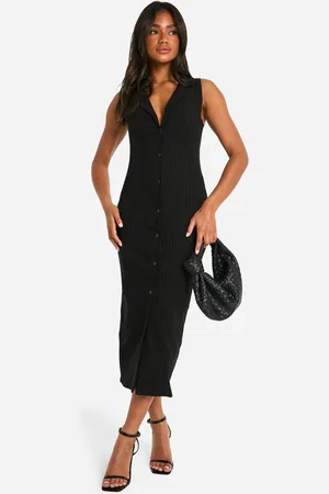 Boohoo Womens Pinstripe Bengaline Blazer Midaxi Dress
