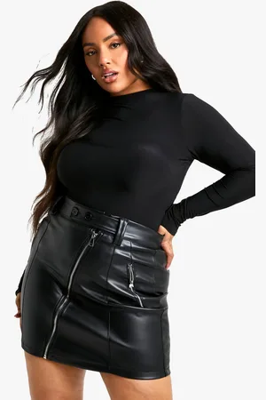 Boohoo Womens Plus Pu Biker Mini Skirt