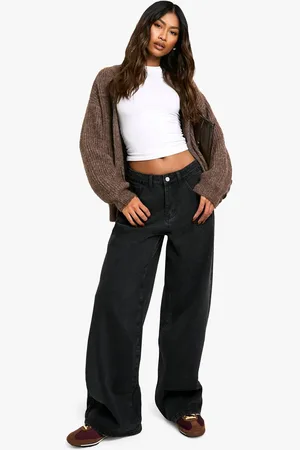 Boohoo Womens Basics Wide Leg Jeans