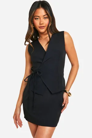 Boohoo Womens Wrap Front Tie Detail Waistcoat