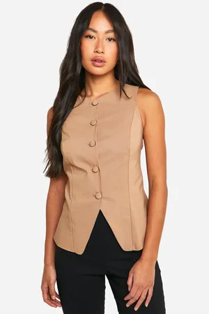 Boohoo Womens Self Fabric Button Front Waistcoat