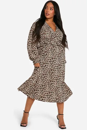 Boohoo Womens Plus Woven Wrap Midi Dress