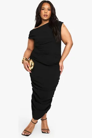 Boohoo Womens PLUS ASYMMETRIC BENGALINE MIDAXI DRESS