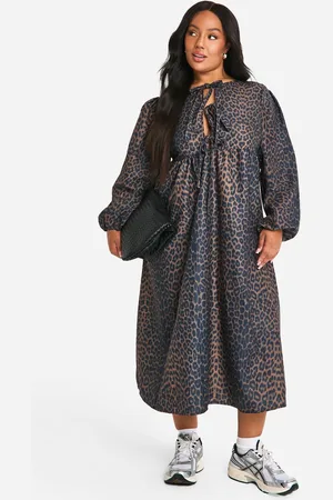 Boohoo Womens Plus Woven Midi Smock Dress