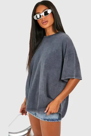 Boohoo Womens Acid Wash Boxy Oversized T-shirt