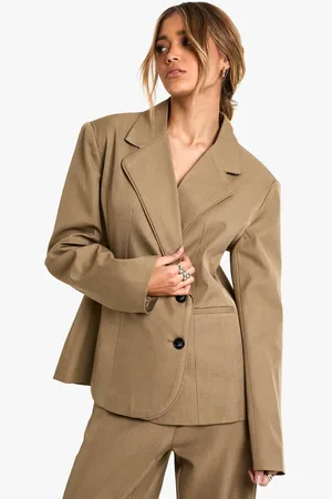 Boohoo Womens Tailored Wrap Button Blazer