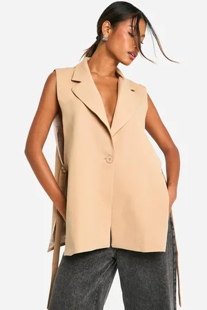 Boohoo Womens Woven Longline Tie Side Waistcoat
