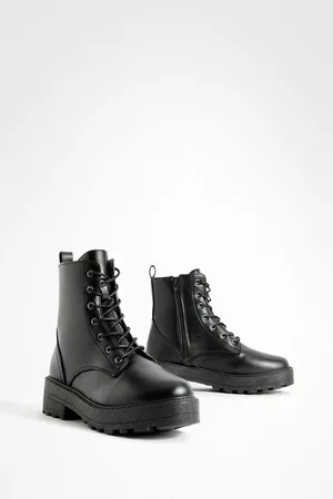 Boohoo Womens Lace Up Chunky Hiker Boots