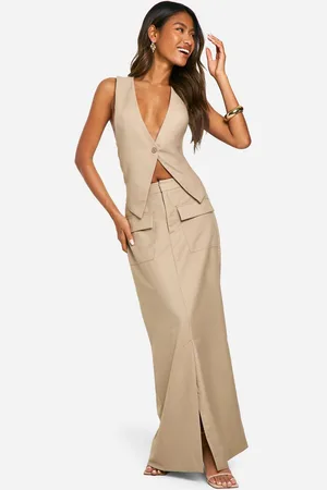Boohoo Womens Pocket Detail Woven Maxi Skirt