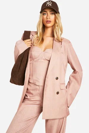 Boohoo Womens Premium Pinstripe Double Breasted Blazer