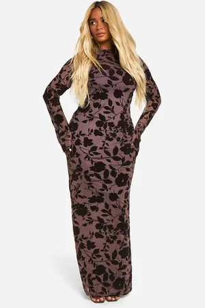 Boohoo Womens Plus Devore Low Back Column Maxi Dress