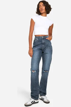 Boohoo Womens Tall Basics High Waisted Straight Leg Jeans