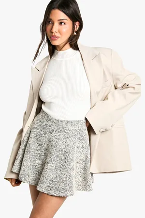 Boohoo Womens Boucle Skater Mini Skirt