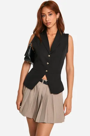 Boohoo Womens Contrast Mock Horn Button Longline Waistcoat
