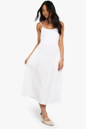 Boohoo Womens Jersey Cotton Mix Scoop Neck Midaxi Dress