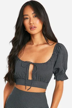 Boohoo Womens Polka Dot Crop Top