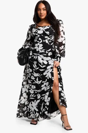 Boohoo Womens Plus Floral Corset Detail Maxi Milkmaid Dress