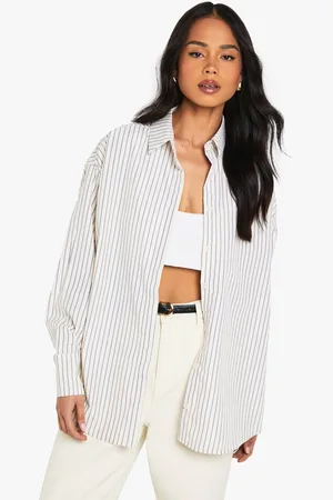 Boohoo Womens Oversized Fine Stripe Shirt