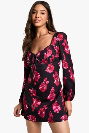 Boohoo Womens Blur Floral Milkmaid Mini Dress
