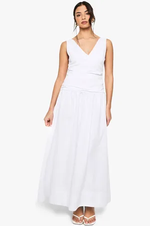 Boohoo Womens V neck Ruched Detail Maxi Dress