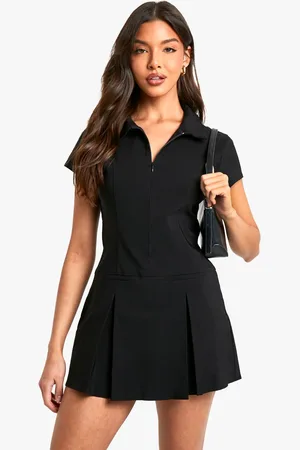 Boohoo Womens Shirt Collar Skort Playsuit
