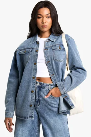 Boohoo Womens Plus Denim Shacket