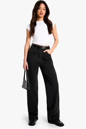 Boohoo Womens The Tall High Waist Loose Straight Jean