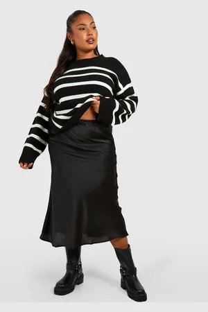 Boohoo Womens Plus Bias Cut Satin Midaxi Skirt