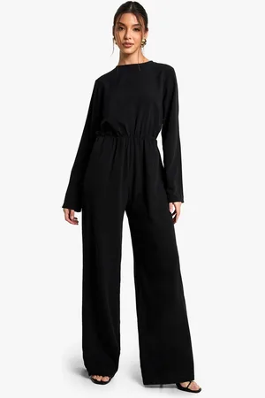 Boohoo Womens Slash Neck Blouson Jumpsuit