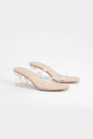 Boohoo Womens Wide Fit Clear Low Block Heeled Mules