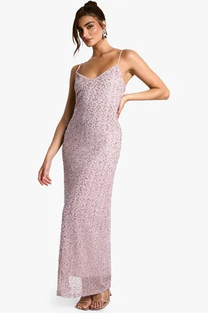 Boohoo Womens V Neck Hand Embellished Maxi Dress