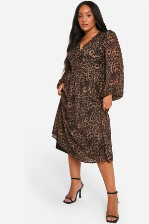 Boohoo Womens Plus Woven Milkmaid Midi Skater Dress