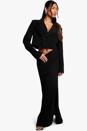 Boohoo Womens Tailored Side Split Maxi Skirt