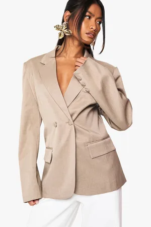 Boohoo Womens Tailored Cinched Waist Wrap Blazer