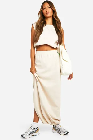 Boohoo Womens Bubble Split Midi Skirt
